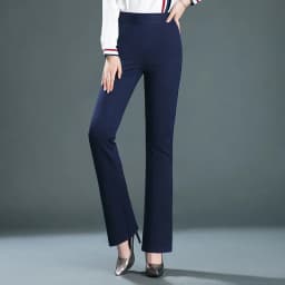 Women's Black Elastic Waist Pants, Fashion Slim Flare Pant, Khaki Camel Trousers, Navy Blue Pantalones Female, Asian Size S-10XL