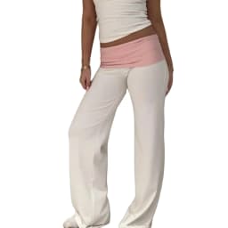 Women's Spring Summer Sports Pants Elastic Band Contrast Color Straight Leg Lounger Pants Ladies Casual Fall Long Trousers