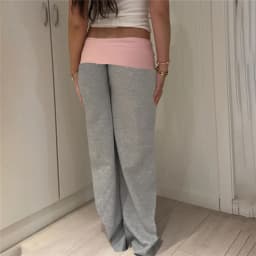 Women's Spring Summer Sports Pants Elastic Band Contrast Color Straight Leg Lounger Pants Ladies Casual Fall Long Trousers
