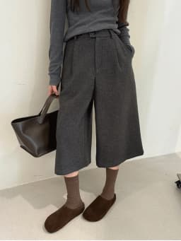 KarSaNy Black Woolen Cropped Pants Women Office Wear Wide Leg Trousers High Waist Gray Straight Leg Pants For Women Winter