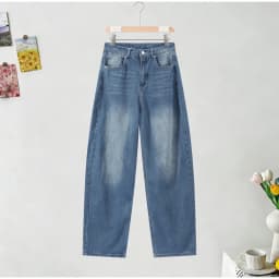 Fashion Striped Barrel Pants Women's High Waist Loose Wide Leg Button Casual Trousers 2026 Spring New Lady Comfortable Bottoms