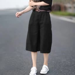 Retro Artistic Loose Slim Cotton Linen Wide Leg Pants Women Summer Casual Linen Five-Point orts Straight Mid-Length orts ...