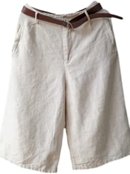 Retro Artistic Loose Slim Cotton Linen Wide Leg Pants Women Summer Casual Linen Five-Point orts Straight Mid-Length orts ...
