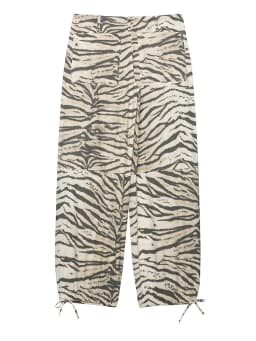 HH 2026 Vintage Women's Animal Print Wide Leg Pants With Drawstring Summer Female Hem Loose Fit Casual Mid Waist Street Trousers