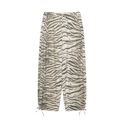HH 2026 Vintage Women's Animal Print Wide Leg Pants With Drawstring Summer Female Hem Loose Fit Casual Mid Waist Street Trousers