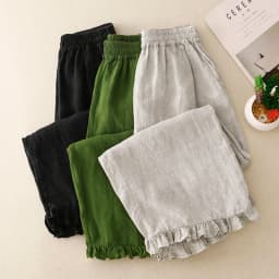 Cotton and Linen Nine-Minute Pants Women's Summer New Japanese Literary Wooden Ear Edge Fashion Chic High Waist Wide Leg Pants