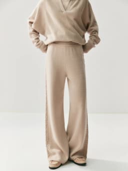 CHICUU Women's 100% Cashmere Pants Wide Leg Pants Autumn Winter Thickness Simple Casual Style Cashmere Knitted Trousers
