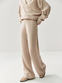 CHICUU Women's 100% Cashmere Pants Wide Leg Pants Autumn Winter Thickness Simple Casual Style Cashmere Knitted Trousers