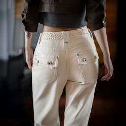 Maden Women’s Casual Pants Mid Rise Versatile Beige Pants 100% Cotton Slim Fit Flare Trousers Autumn