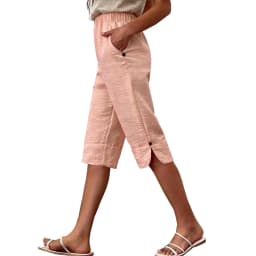 Women's Summer Capri Pants Casual Elastic High Waist Knee Length Pants With Pockets Solid Color Beach Cropped Trousers Capris