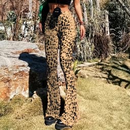 BKLD 2024 Sexy Wild Leopard Print Women Out Door Flare Pants High Waist Stretchy Y2K Retro Fashion Leisure Holiday Street Bottom