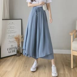 Elastic Waist Chiffon Wide Pants Women Summer Fashion Casual Popular Woman Baggy Trousers Female Dropshipping Cheap Wholesale