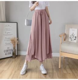 Elastic Waist Chiffon Wide Pants Women Summer Fashion Casual Popular Woman Baggy Trousers Female Dropshipping Cheap Wholesale