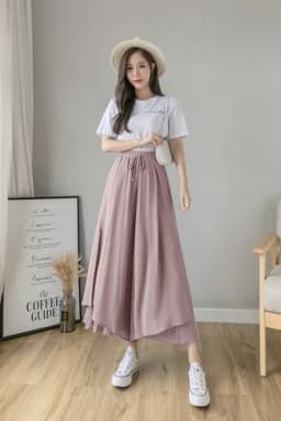 Elastic Waist Chiffon Wide Pants Women Summer Fashion Casual Popular Woman Baggy Trousers Female Dropshipping Cheap Wholesale