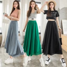 Elastic Waist Chiffon Wide Pants Women Summer Fashion Casual Popular Woman Baggy Trousers Female Dropshipping Cheap Wholesale