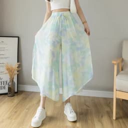 Elastic Waist Chiffon Wide Pants Women Summer Fashion Casual Popular Woman Baggy Trousers Female Dropshipping Cheap Wholesale