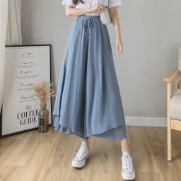 Elastic Waist Chiffon Wide Pants Women Summer Fashion Casual Popular Woman Baggy Trousers Female Dropshipping Cheap Wholesale