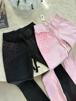 Womens Two Piece Y2K Leopard Print Pink Sports Suit Fashion Punk Sexy Slim Zipper Hoodies Micro Flared Drawstring Jogging Pants