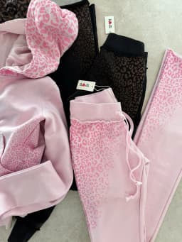 Womens Two Piece Y2K Leopard Print Pink Sports Suit Fashion Punk Sexy Slim Zipper Hoodies Micro Flared Drawstring Jogging Pants