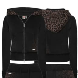 Womens Two Piece Y2K Leopard Print Pink Sports Suit Fashion Punk Sexy Slim Zipper Hoodies Micro Flared Drawstring Jogging Pants