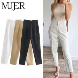 MUJER 2025 Women's Summer Pants Pencil High Waist Pants for Women White Black Cropped Trousers Womens Streetwear Office Pants