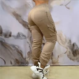 2025 New Women's Pants Sim-fit Fashion All-in-one Khaki Bunched Feet Elastic Multi-pocket Chain Cargo Pants Trend High Street