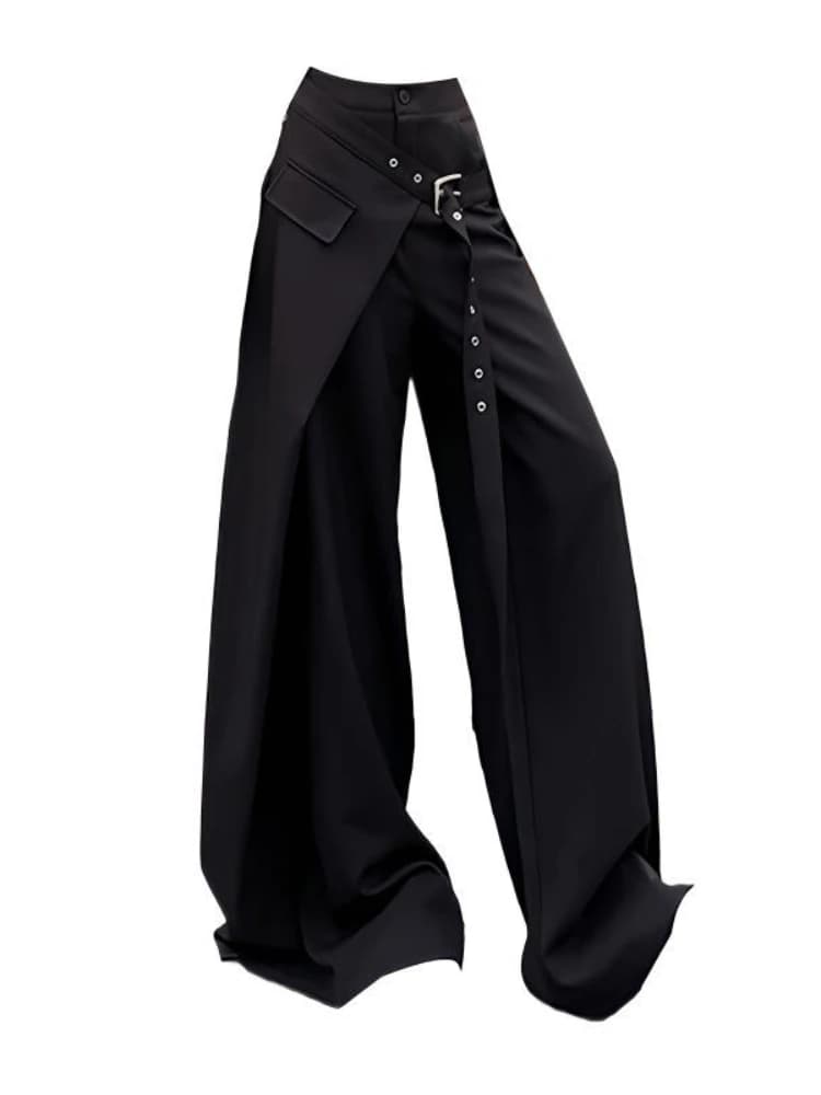 Japanese Y2K Harajuku style hot girl trend false two-piece suits wide leg pants autumn American retro loose floor women's pants