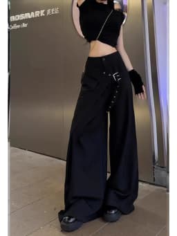 Japanese Y2K Harajuku style hot girl trend false two-piece suits wide leg pants autumn American retro loose floor women's pants