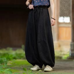 Johnature Women Vintage High Quality Cotton Ramie Bloomers Pants Solid Color Loose Autumn Trousers 2025 New Elastic Waist Pants