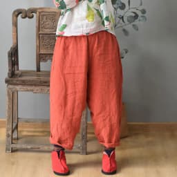 Johnature Vintage Linen Wide Leg Pants For Women 5 Color Elastic Waist Trouser 2025 New Summer Pockets Female Pants