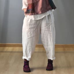 Johnature Vintage Linen Wide Leg Pants For Women 5 Color Elastic Waist Trouser 2025 New Summer Pockets Female Pants