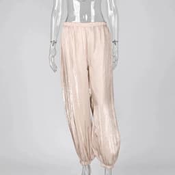 Women Casual Stretch High Waist Crepe Summer Spring Pants Fashion Bloomers Chic Pants Women Clothes Long Trousers Pink