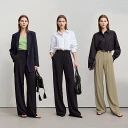 Amii Wide Pants 2026 Autumn New Commuter Absorption Breathable Women's Pants Solid Color Simple Casual Woman Trousers12611011
