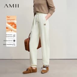 Amii Tapered Sweatpants 2025 Winter New Versatile Thicken Warm Women's Pants Butterfly Embroidery Fit Casual Trousers 12544153