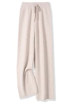 Autumn Winter Women 100% Merino Wool Knitted Wide Leg Pants Basic Soft Warm Cashmere Knit Trousers Casual Simple Style Korean