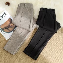 Autumn Women's Woolen Pants 2026 New High Waist Elastic Velvet Thicke Casual Harem Pants Winter Outer Wear Warm Women Trousers