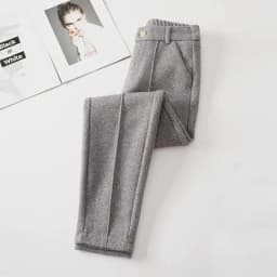 Autumn Women's Woolen Pants 2026 New High Waist Elastic Velvet Thicke Casual Harem Pants Winter Outer Wear Warm Women Trousers