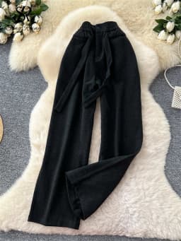 SINGREINY Simple Casual Long Pants Female High Waist Drawstring Pockets Chic Straight Pants Trendy Sports Wide Legs Trousers