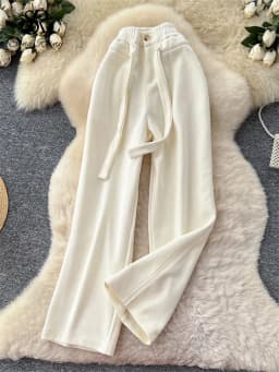 SINGREINY Simple Casual Long Pants Female High Waist Drawstring Pockets Chic Straight Pants Trendy Sports Wide Legs Trousers