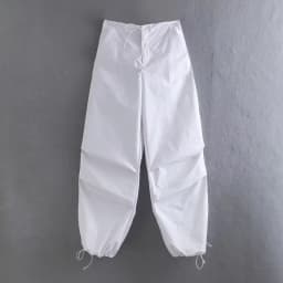Women Fashion Parachute Cargo Pants Vintage Jogging Trousers High Elastic Waist Female Chic Lady Boot Cut
