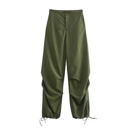 Women Fashion Parachute Cargo Pants Vintage Jogging Trousers High Elastic Waist Female Chic Lady Boot Cut