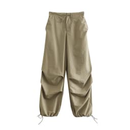 Women Fashion Parachute Cargo Pants Vintage Jogging Trousers High Elastic Waist Female Chic Lady Boot Cut