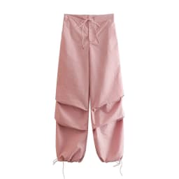 Women Fashion Parachute Cargo Pants Vintage Jogging Trousers High Elastic Waist Female Chic Lady Boot Cut