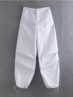 Women Fashion Parachute Cargo Pants Vintage Jogging Trousers High Elastic Waist Female Chic Lady Boot Cut