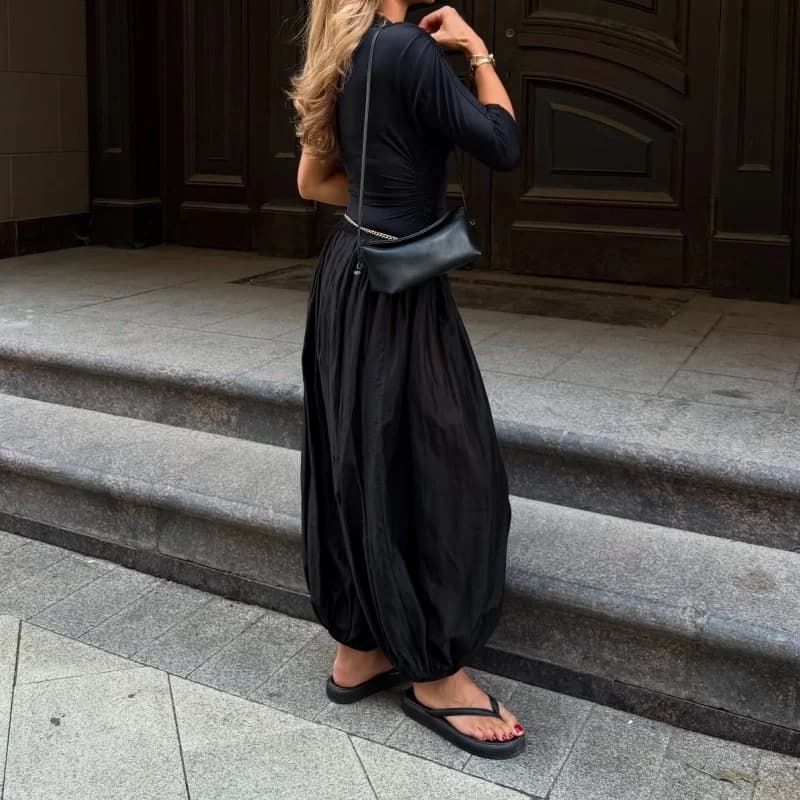 Y2k Retro Loose Bloomers Pant Women Casual Solid High Waist Pleated Balloon Long Pants Female 2025 Summer Chic Street Trousers
