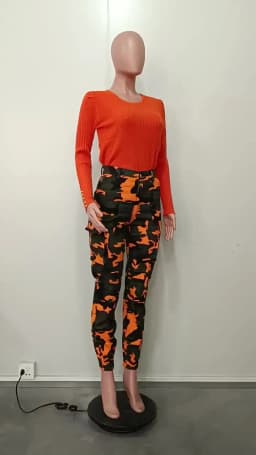 CM.YAYA Women’s Camouflage Printed Slim Cargo Pants 2024 Spring/Summer Pocket Jogger Street Fashion Safari Trousers