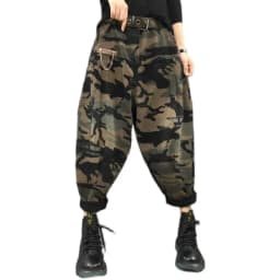 New Arrival 2024 Spring Autumn Women High Waist Ankle-length Loose Vintage Jeans camouflage Cotton Denim Harem Pants