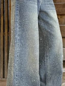2026 Vintage Women Rhinestone Jeans Y2k Aesthetic High Waist Grunge Denim Trousers Harajuku Casual Pants Wide Leg Female Spring