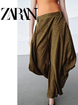 Spring 2026 New Fashionable Women's Printed Pleated Pants Trendy Casual Wide Leg Pants Geometric Pattern Natural Waist Polyester