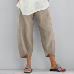 Women Harem Pants Vintage Cotton Linen Elastic Waist Wide Leg Trousers Female Casual Solid Pockets Loose Cropped Pants